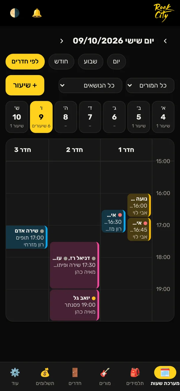 תצוגה לפי חדרים במצב לילה