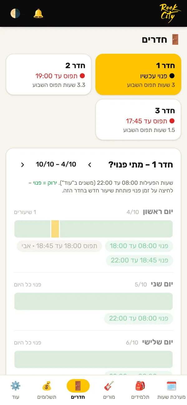 זמינות חדרים